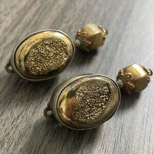 Vintage Amy Kahn Russell Two Tone Drop Earrings Artisan Statement Quiet Luxury